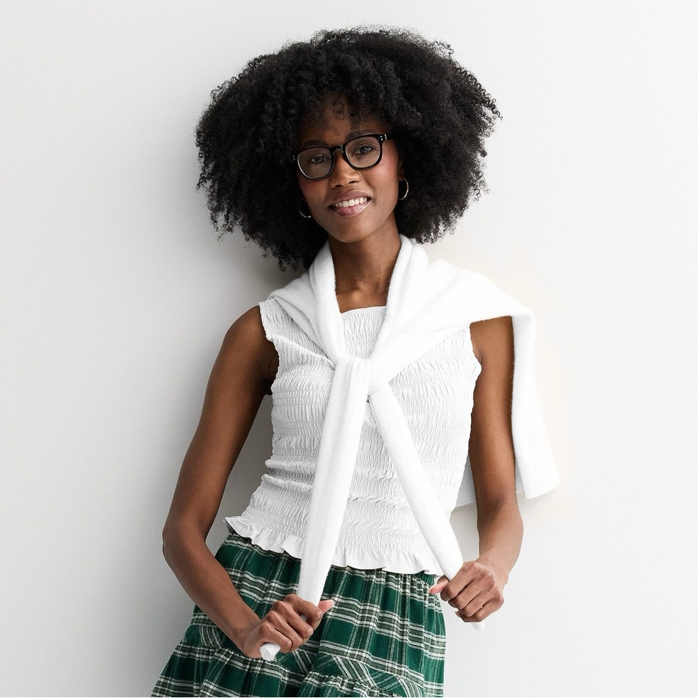 Pink Republic Textured Shirred Tank Top